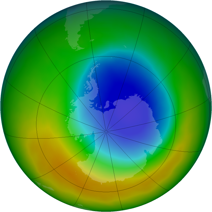Antarctic ozone map for October 2012